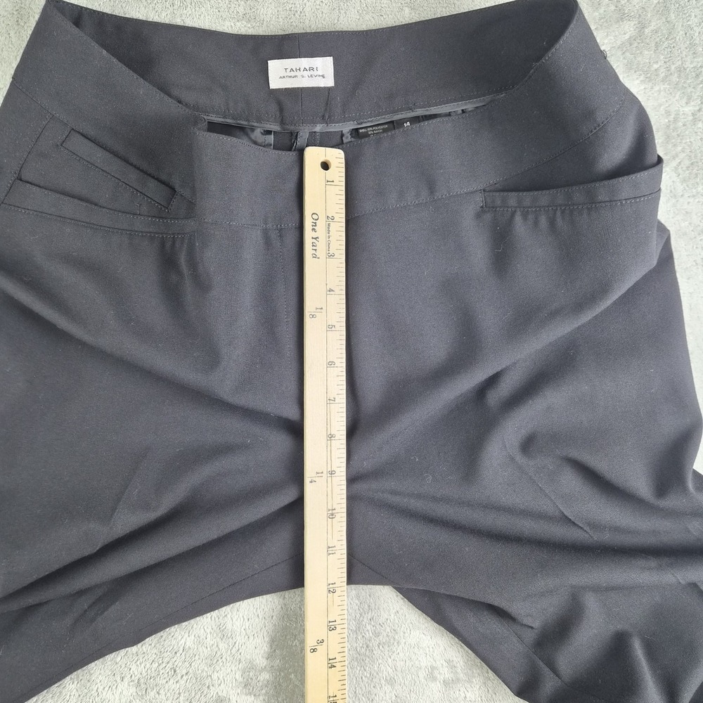 Tahari Arthur S Levine Pants Wonens 14 Black Stretch Straight Leg Dressy Trouser - Picture 4 of 13